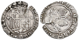 REYES CATÓLICOS. Real. Granada . en anv. y G en rev. AR 3,41 g. 26,6 mm. AC-365. Cospel muy abierto. MBC+.