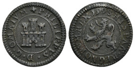 FELIPE II. 2 maravedís. 1598. Segovia. CU 3,3 g. 20,2 mm. AC-87 MBC.