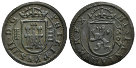 FELIPE III. 8 maravedís. 1607. Segovia. CU 6,03 g. 28,2 mm. AC-329. MBC+.
