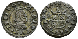 FELIPE IV. 8 maravedís. 1662. Madrid. Y, MD Y-VIII. Ceca y ensayador a izq. 2,62 g. 21,6 mm. AC-759. MBC+.