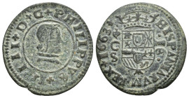 FELIPE IV. 16 maravedís. 1663. Córdoba. SM. 4,54 g. 26,4 mm. AC-442; Ramón Sebastián-101. MBC-/MBC.