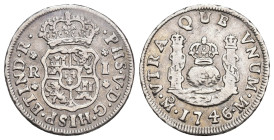 FELIPE V. Real. 1746. México. M. 3,29 g. 20,7 mm. VI-237. Pequeñas marcas. MBC.