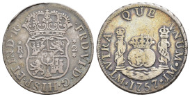 FERNANDO VI. 2 reales. 1757. Lima. JM. 6,33 g. 27,3 mm. VI-214. Golpe en gráfila. BC+.