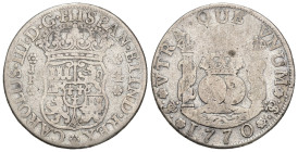 CARLOS III. 4 reales. 1770. Potosí. JR. 12,84 g. 32,6 mm. VI-796. BC+.