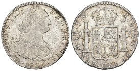 CARLOS IV. 8 reales. 1791. México. FM. 26,87 g. 38,4 mm. VI-787. Grafito en anv. MBC/MBC+.