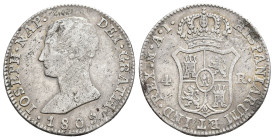 JOSÉ I BONAPARTE. 4 reales. 1809. Madrid. AI. 5,84 g. 26,2 mm. VI-12. Erosiones. MBC-.