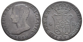 JOSÉ I BONAPARTE. 4 reales. 1812. Madrid. AI. 5,77 g. 25,3 mm. VI-16. Pátina oscura. BC+/MBC-.