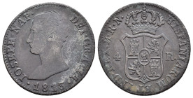 JOSÉ I BONAPARTE. 4 reales. 1813. Madrid. RN. 5,74 g. 26,2 mm. VI-19. Pátina oscura. MBC.