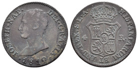 JOSÉ I BONAPARTE. 4 reales. 1812. Sevilla. LA. 5,9 g. 26,5 mm. VI-20. Pátina oscura. MBC-/MBC.