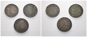 FERNANDO VII. Lote de 3 piezas de 8 mrs. Jubia 1818 y 1819 y 1820. MBC-/MBC.