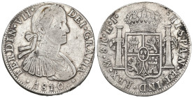 FERNANDO VII. 8 reales. 1810. México. HJ. 26,84 g. 39,7 mm. VI-1086. Pequeñas marcas. BC+/MBC-.