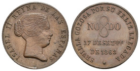 ISABEL II. Medalla visita real a Sevilla. 17 de septiembre 1862. CU 6,38 g. 23,1 mm. MPN-733. EBC-.