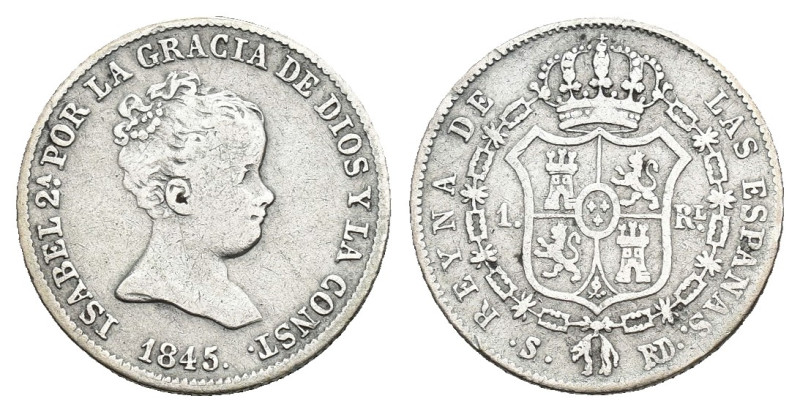 ISABEL II. Real. 1845. Sevilla. RD. 1,53 g. 14,5 mm. VI-277. MBC-/MBC. Escasa.