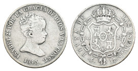 ISABEL II. Real. 1845. Sevilla. RD. 1,53 g. 14,5 mm. VI-277. MBC-/MBC. Escasa.