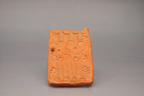 ARQUEOLOGÍA. BIZANCIO. Posible molde de sello o joyería (ss. VI-VIII d.C.). Cerámica. Longitud 12 cm.
