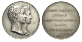 V. Emanuele II e Maria Adelaide

Vittorio Emanuele II - Medaglia a ricordo del matrimonio con Maria Adelaide 1842, opus Galeazzi, Ag, 44mm, 54g, RR,...