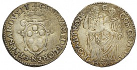 Firenze Giulio 1537-1574

Firenze, Cosimo I Dè Medici (1537-1574), Giulio s.d., Rara MIR 153 Ag mm 28,6 g 2,90, BB