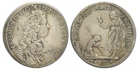 Firenze 1/2 Piastra 1676

Firenze, Cosimo III Dè Medici, Mezza Piastra 1676, RR Ag mm 37,6 g 15,25, MB