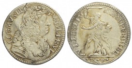 Firenze Lira 1677

Firenze, Cosimo III Dè Medici, Lira 1677, RR Ag mm 28,4 g 4,45, lieve ondulazione BB