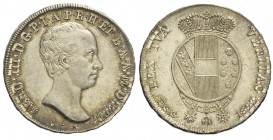 Firenze 1/2 Francescone 1823

Firenze, Ferdinando III di Lorena, Mezzo Francescone 1823, RR Ag mm 32 g 13,67, FDC