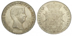 Firenze Francescone 1858

Firenze, Leopoldo II di Lorena, Francescone 1858, Ag mm 41 g 27,41, un minuscolo colpetto su moneta praticamente FDC