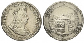 Livorno Tollero 1704

Livorno, Cosimo III Dè Medici, Tollero 1704, Rara Ag mm 43,6 g 26,98, BB+