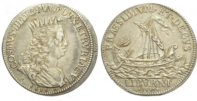 Livorno 1/2 Tollero 1683

Livorno, Cosimo III Dè Medici, Mezzo Tollero 1683, R...