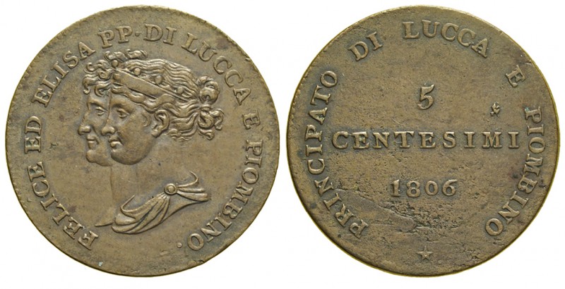 Lucca 5 Centesimi 1806

Lucca, Elisa Bonaparte e Felice Baciocchi, 5 Centesimi...