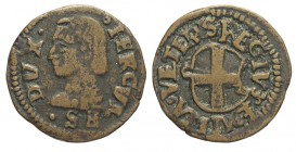 Reggio Emilia Bagattino 1471-1505

Reggio Emilia, Ercole I d'Este (1471-1505), Bagattino con busto giovanile, Non comune MIR 1267 Cu mm 17 g 2,04 BB
