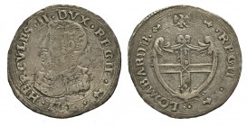 Reggio Emilia Bianco 1534-1559

Reggio Emilia, Ercole II d'Este (1534-1559), Bianco s.d. con stemma a cuore, RR Bell. 30/D (questo esemplare illustr...