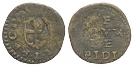 Reggio Emilia Bagattino 1534-1559

Reggio Emilia, Ercole II d'Este (1534-1559), Bagattino con legenda, RR MIR 1329 Cu mm 16 g 0,90 MB