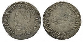 Reggio Emilia Cavallotto 1567

Reggio Emilia, Alfonso II d'Este, Cavallotto 1567, Rara MIR 1344/3 Ag mm 24 g 2,49 BB