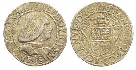 Milano Testone 1494-1500

Milano, Ludovico Maria Sforza (1494-1500), Testone, Rara MIR 229/1 Ag mm 26,5 g 9,62, BB