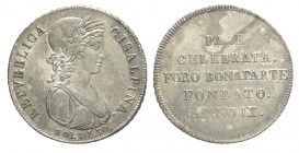 Milano 30 Soldi 1800-1802

Milano, Repubblica Subalpina (1800-1802), 30 Soldi, Ag mm 30 g 7,28 BB-SPL