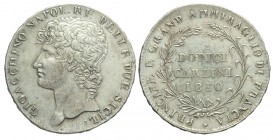 Napoli Piastra 1810

Napoli, Gioacchino Napoleone Murat, Piastra da 12 Carlini 1810, Rara Ag mm 39 g 27,40, buon BB