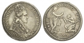 Roma Piastra 1644-1655

Roma, Innocenzo X (1644-1655), Piastra, Tipologia Rarissima Ag mm 43,6 g 31,93, buon BB
