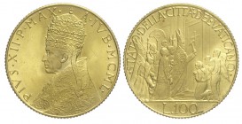 Roma 100 Lire 1950

Roma, Pio XII, 100 Lire 1950, Au mm 20,7 g 5,19, FDC