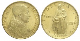 Roma 100 Lire 1951

Roma, Pio XII, 100 Lire 1951, RR (1000 pezzi coniati) Au mm 20,7 g 5,19, q.FDC