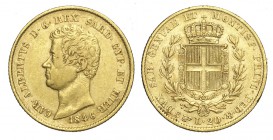 Savoia 20 Lire 1846

Savoia, Carlo Alberto, 20 Lire 1846, RR Au mm 21 BB