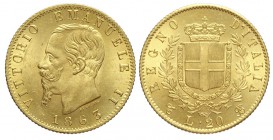 20 Lire 1863

Regno d'Italia, Vittorio Emanuele II, 20 Lire 1863, Au mm 21 g 6,45, FDC