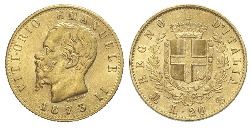 20 Lire 1873

Regno d'Italia, Vittorio Emanuele II, 20 Lire 1873 M, Au mm 21 g...