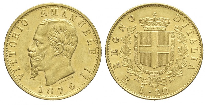 20 Lire 1876

Regno d'Italia, Vittorio Emanuele II, 20 Lire 1876, Au mm 21 g 6...