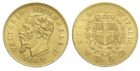 5 Lire 1863

Regno d'Italia, Vittorio Emanuele II, 5 Lire 1863, Au mm 17 g 1,61, ottimo esemplare SPL-FDC