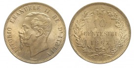 10 Centesimi 1867 H

Regno d'Italia, Vittorio Emanuele II, 10 Centesimi 1867 H, Cu mm 30, Rame rosso conservazione eccezionale FDC