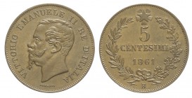 5 Centesimi 1861 B

Regno d'Italia, Vittorio Emanuele II, 5 Centesimi 1861 B, RR Cu mm 25 lieve colpetto altrimenti SPL+