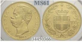 100 Lire 1883

Regno d'Italia, Umberto I, 100 Lire 1883, Rara Au mm 35 g 32,25 in Slab PCGS MS61 (SPL-FDC)