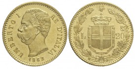 20 Lire 1882

Regno d'Italia, Umberto I, 20 Lire 1882, Au mm 21 g 6,44, SPL-FDC/FS