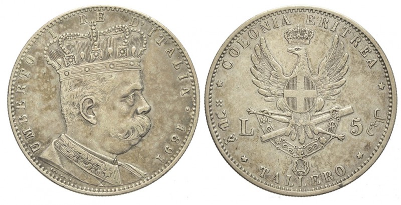 5 Lire 1891

Regno d'Italia, Umberto I Colonia Eritrea, 5 Lire 1891, Rara Ag m...