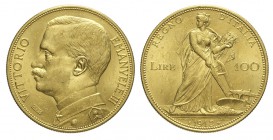 100 Lire 1912

Regno d'Italia, Vittorio Emanuele III, 100 Lire 1912, RR Au mm 35 g 32,25 SPL+