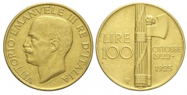100 Lire 1923

Regno d'Italia, Vittorio Emanuele III, 100 Lire 1923, Rara Au mm 35 g 32,23, BB-SPL